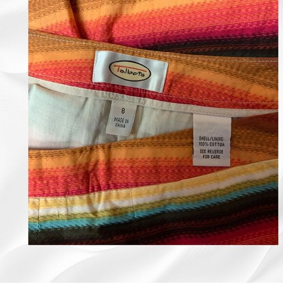 Talbots Drop Pleat Sunset Colors Cotton Skirt Size 8 - Picture 3 of 3